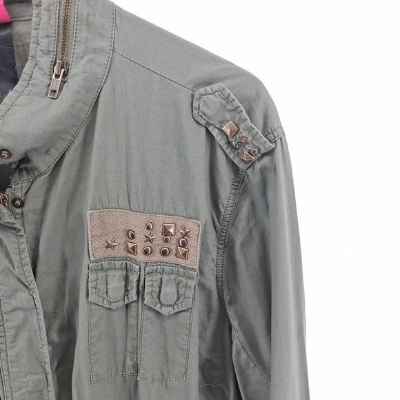 Pure Energy Olive Green Military Style Jacket Utility Gorpcore Sz 4X Studded - Picture 3 of 16